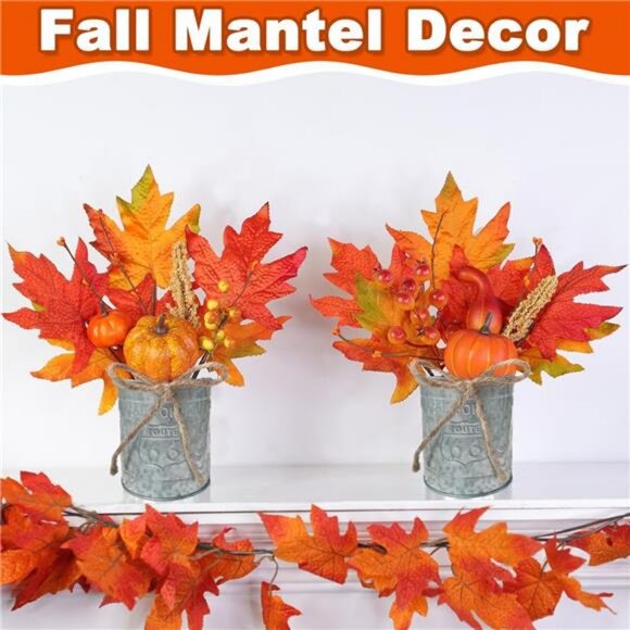 2 Pack 12" Fall Decorations Fall Centerpieces for Tables Thanksgiving - Picture 5 of 7